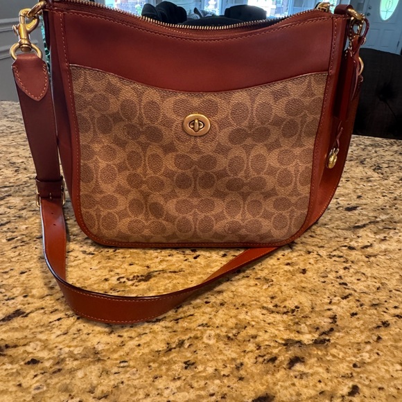 Coach Handbags - Brown COACH Leather and Canvas Cross Body Bag